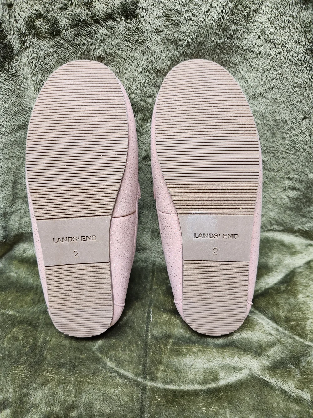 Lands' End Dusty Pink Sparkle Faux-Fur Lined Girl's Moccasins